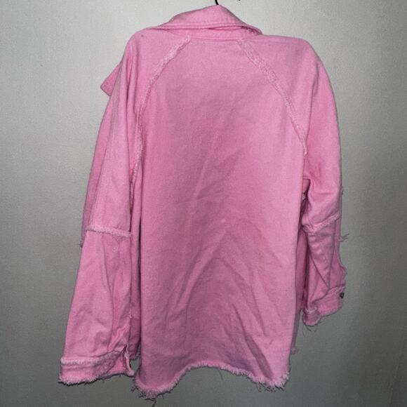 Oversized pink denim jacket sz 1xl - Picture 4 of 5